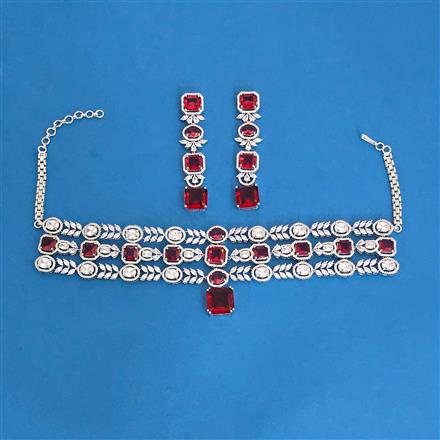 Cubic Zirconia Choker Necklace Set With Mehndi Plating