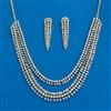Cubic Zirconia 2 Line Necklace Set With Rhodium 2 Tone Plating