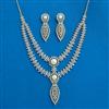 Cubic Zirconia Moti Necklace Set With Rhodium 2 Tone Plating
