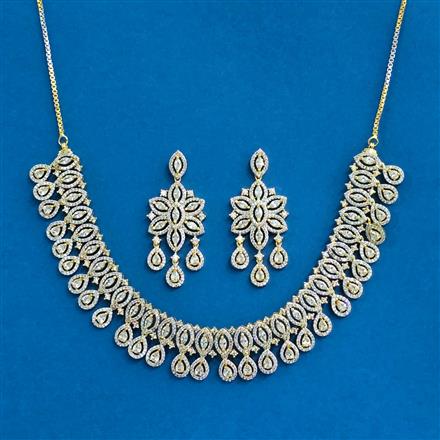 Cubic Zirconia Classic Necklace Set With 2 Tone Plating