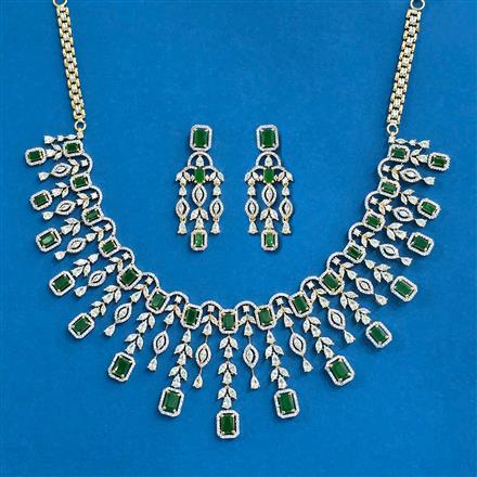 Cubic Zirconia Classic Necklace Set With 2 Tone Plating