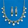 Cubic Zirconia Moti Necklace Set With 2 Tone Plating