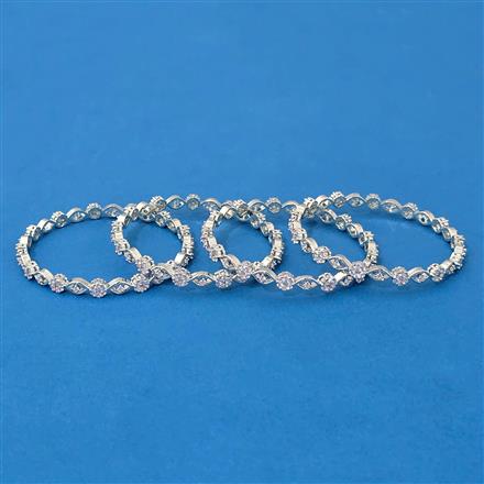 Cubic Zirconia Classic Bangles With Rhodium 2 Tone Plating