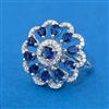 Cubic Zirconia Adjustable Ring With Mehndi Plating