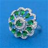 Cubic Zirconia Adjustable Ring With Mehndi Plating