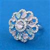 Cubic Zirconia Adjustable Ring With Mehndi Plating