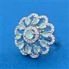 Cubic Zirconia Adjustable Ring With Mehndi Plating