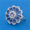 Cubic Zirconia Adjustable Ring With Mehndi Plating