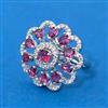 Cubic Zirconia Adjustable Ring With Mehndi Plating