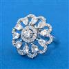 Cubic Zirconia Adjustable Ring With Mehndi Plating