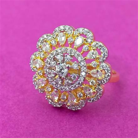Cubic Zirconia Delicate Ring With 2 Tone Plating