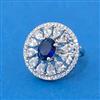 Cubic Zirconia Adjustable Ring With Mehndi Plating