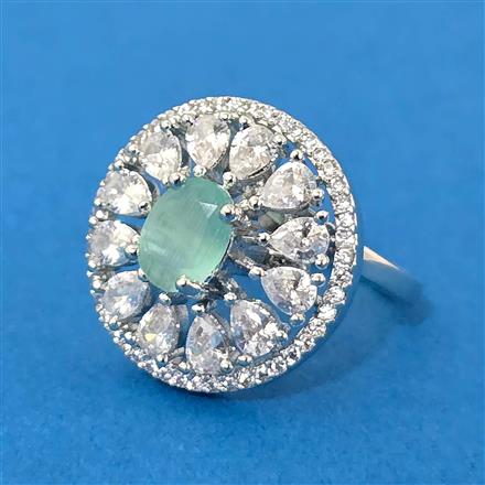 Cubic Zirconia Adjustable Ring With Mehndi Plating