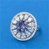 Cubic Zirconia Adjustable Ring With Mehndi Plating