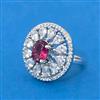 Cubic Zirconia Adjustable Ring With Mehndi Plating