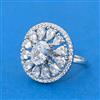 Cubic Zirconia Adjustable Ring With Mehndi Plating