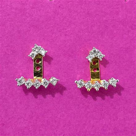 Cubic Zirconia Classic Earring With Rhodium 2 Tone Plating