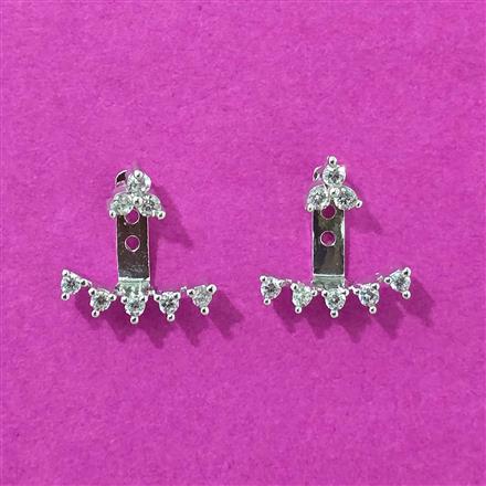 Cubic Zirconia Classic Earring With Rhodium 2 Tone Plating