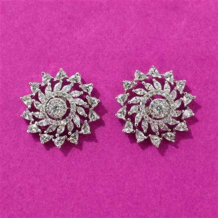 Cubic Zirconia Tops With Rhodium 2 Tone Plating