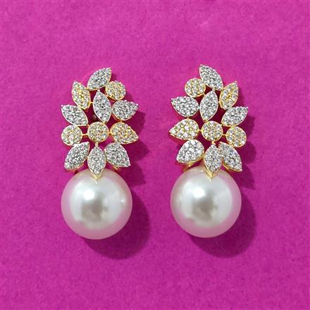 Cubic Zirconia Moti Earring With Rhodium 2 Tone Plating