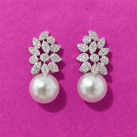 Cubic Zirconia Moti Earring With Rhodium 2 Tone Plating
