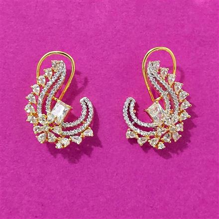 Cubic Zirconia Classic Earring With Rhodium 2 Tone Plating