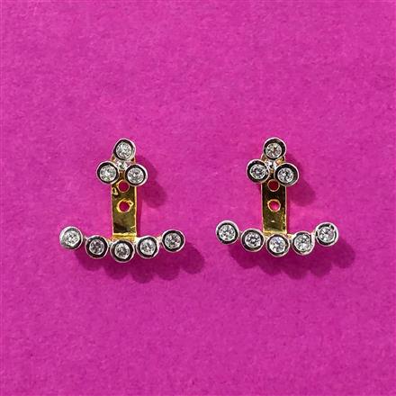 Cubic Zirconia Classic Earring With Rhodium 2 Tone Plating