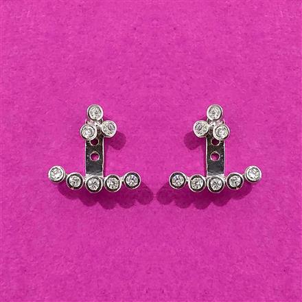 Cubic Zirconia Classic Earring With Rhodium 2 Tone Plating