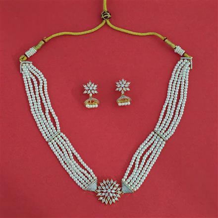 American Diamond Choker Necklace With 2 Tone Plating Rhodium Plating