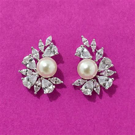 Cubic Zirconia Moti Earring With Rhodium 2 Tone Plating