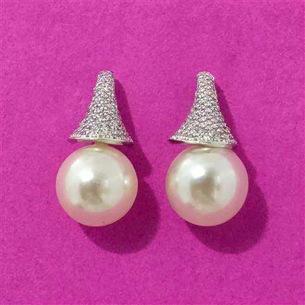 Cubic Zirconia Moti Earring With Black Rhodium 2 Tone Plating