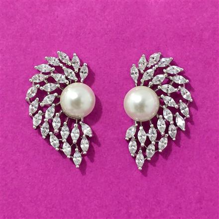Cubic Zirconia Moti Earring With Rhodium 2 Tone Plating