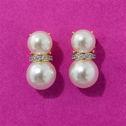 Cubic Zirconia Moti Earring With Rhodium 2 Tone Plating