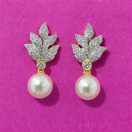 Cubic Zirconia Moti Earring With Rhodium 2 Tone Plating