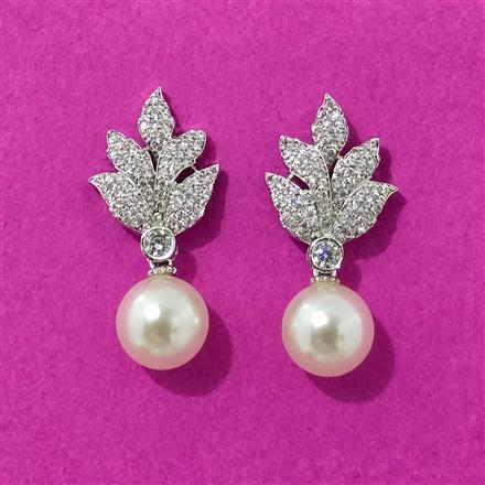 Cubic Zirconia Moti Earring With Rhodium 2 Tone Plating