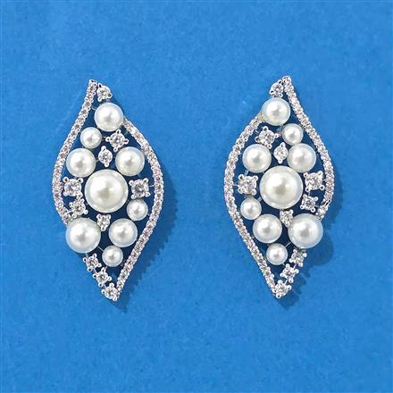 Cubic Zirconia Moti Earring With Rhodium 2 Tone Plating