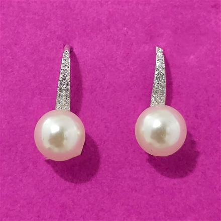 Cubic Zirconia Moti Earring With Rhodium 2 Tone Plating