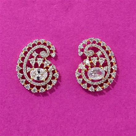 Cubic Zirconia Delicate Earring With 2 Tone Plating