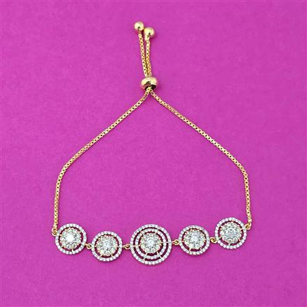 Cubic Zirconia Adjustable Bracelet With Rhodium 2 Tone Plating