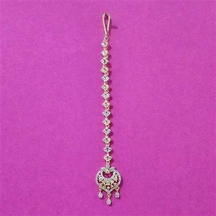 Cubic Zirconia Delicate Tikka With Rhodium 2 Tone Plating