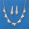 Cubic Zirconia Moti Necklace Set With Rhodium 2 Tone Plating