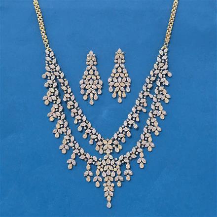 Cubic Zirconia Classic Necklace Set With 2 Tone Plating