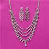 Cubic Zirconia Classic Necklace Set With Rhodium 2 Tone Plating