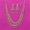 Cubic Zirconia 2 Line Necklace Set With Rhodium 2 Tone Plating