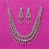 Cubic Zirconia 2 Line Necklace Set With Rhodium 2 Tone Plating