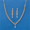 Cubic Zirconia Delicate Necklace Set With Rhodium 2 Tone Plating