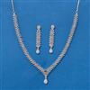 Cubic Zirconia Delicate Necklace Set With Rhodium 2 Tone Plating