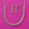Cubic Zirconia Delicate Necklace Set With Rhodium 2 Tone Plating