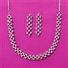 Cubic Zirconia Delicate Necklace Set With Rhodium 2 Tone Plating