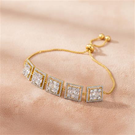 Cubic Zirconia Classic Bracelet With Rhodium 2 Tone Plating